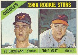 1966 Topps Baseball Cards      442     Rookie Stars-Ed Barnowski RC-Eddie Watt RC